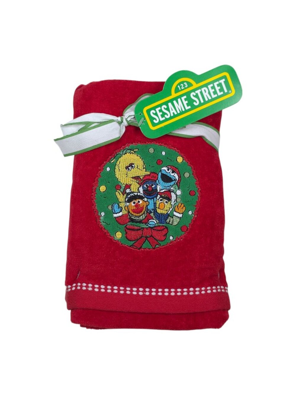 Sesame Street Cotton Hand Towels Set Of 2 Holiday Decoration 18" x 28" Red